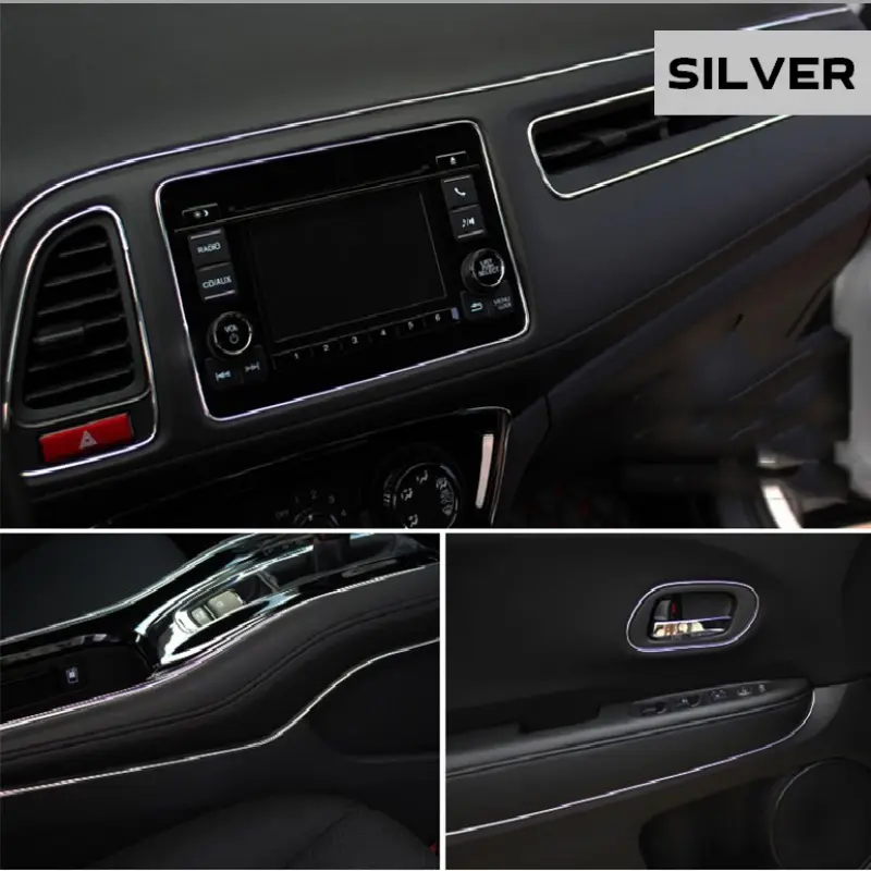 Banda decor interior crom tuning, 5m, argintiu
