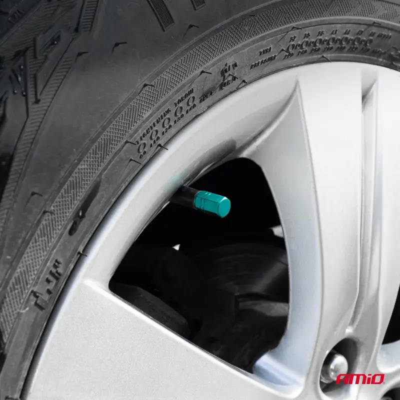 Set 4 capacele auto pentru ventil, din aluminiu, model hexagon, culoare verdev