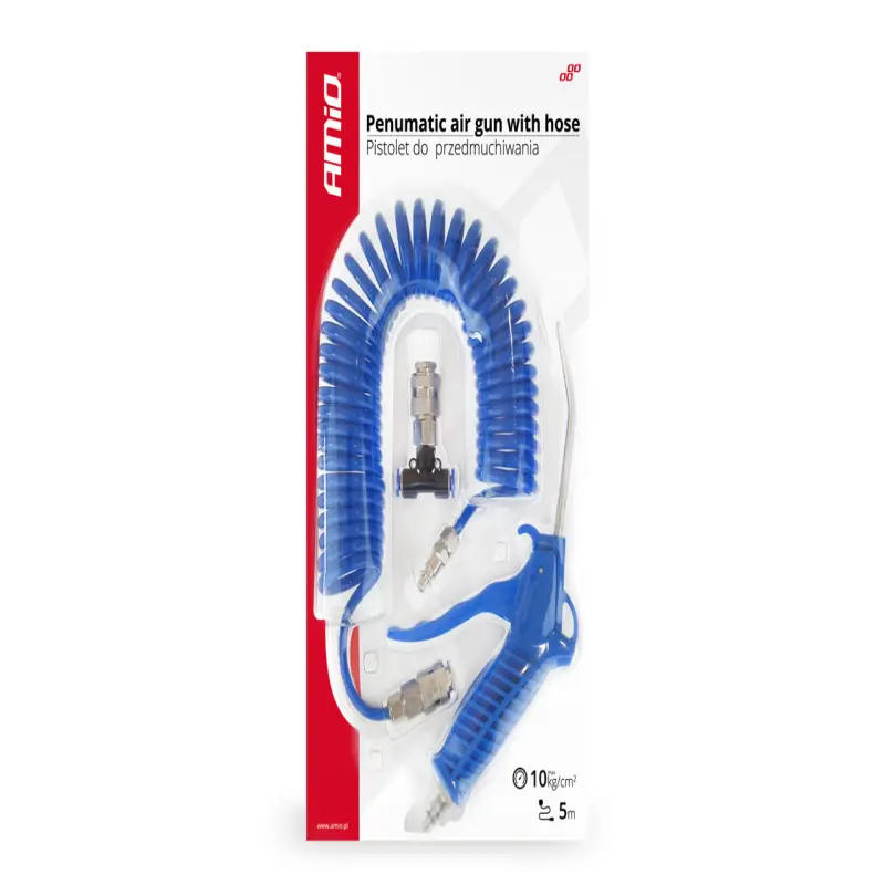 Set de suflat cu pistol, furtun spiralat, cuplaje, 10atmv
