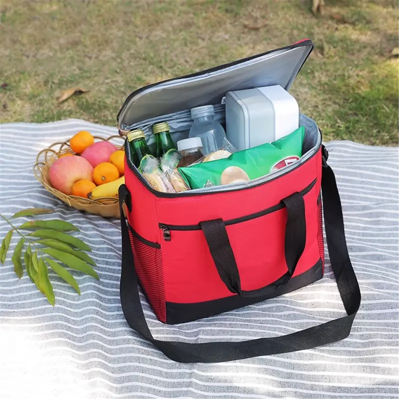 Geanta termoizolanta pentru picnic sau plaja, capacitate 16l, culoare rosiev