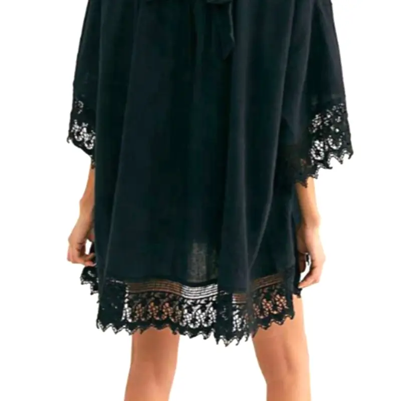 Tunica, rochie de plaja aerisita, ușoara și delicata, culoare neagra, dimensiune universalav