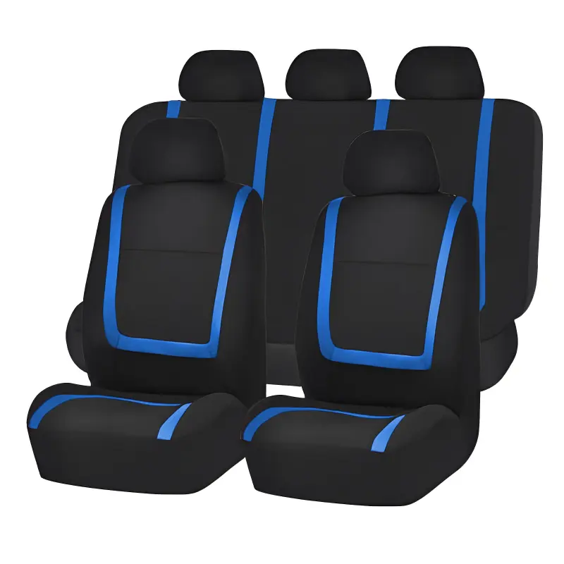 Set huse scaun auto ieftine, universale 9 piese, model blue line - albastru