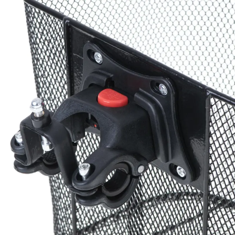 Cos metalic pentru bicicleta cu maner, demontabil, conceput pentru a fi montat in partea din fatav