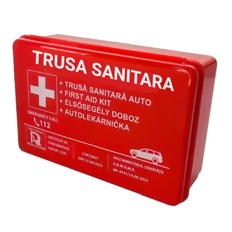 Trusa auto de prim ajutor omologata rar, certificata din13164