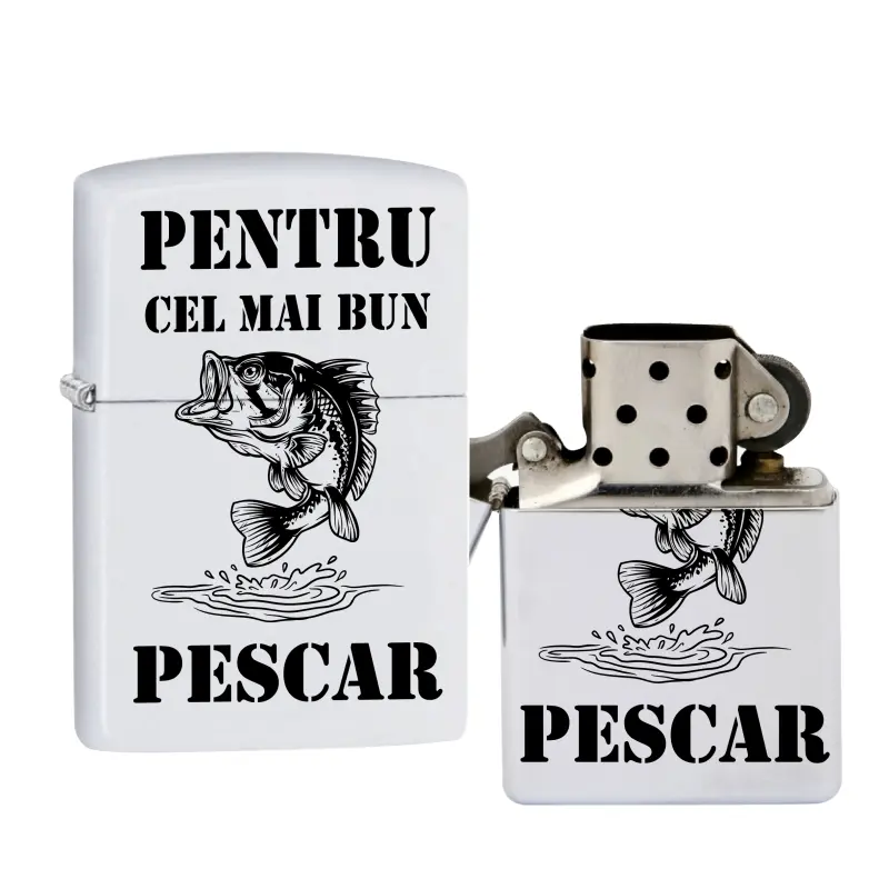 Cel mai bun pescar, bricheta metalica gravata laser cu mesaj