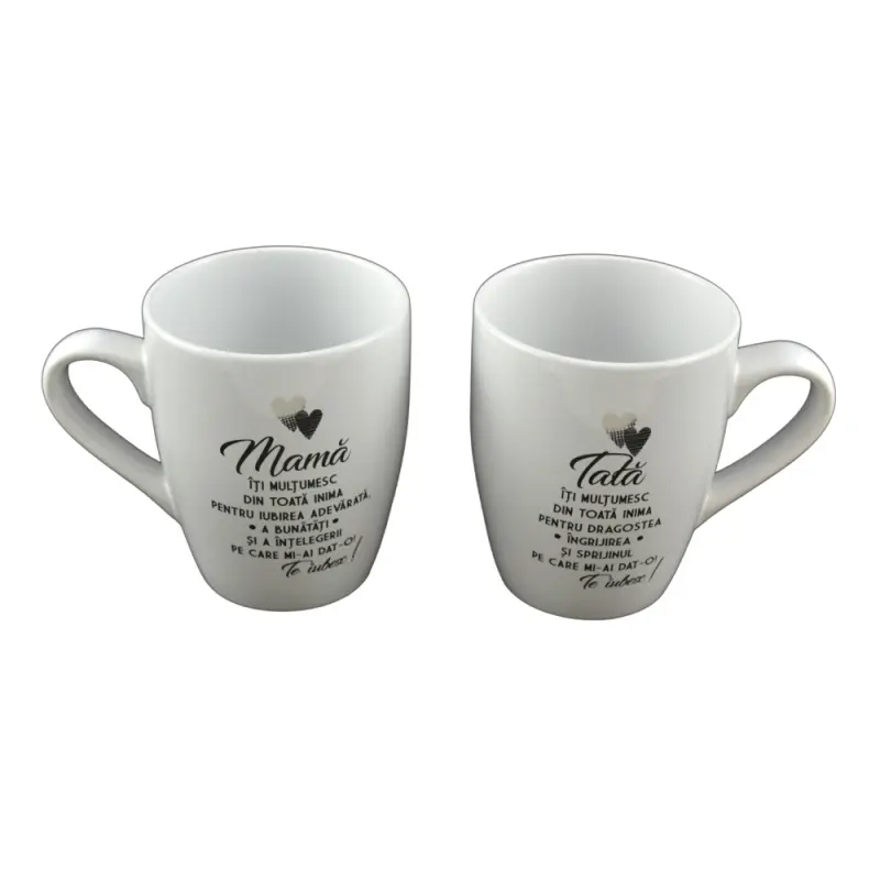 Pentru mama & tata, set 2 cani cu mesajev