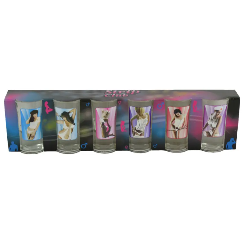 Strip club women. set 6 pahare shot-uri cu imagini de femeie termice in cutie decorativa iiv