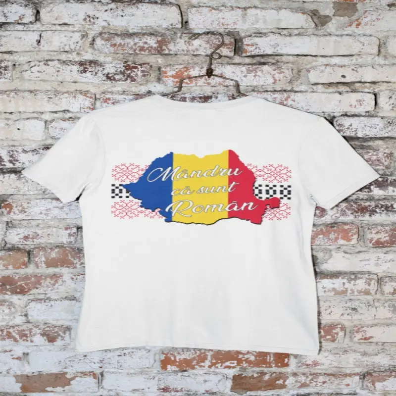 Mandru ca sunt roman, tricou cu mesaj, model 1v