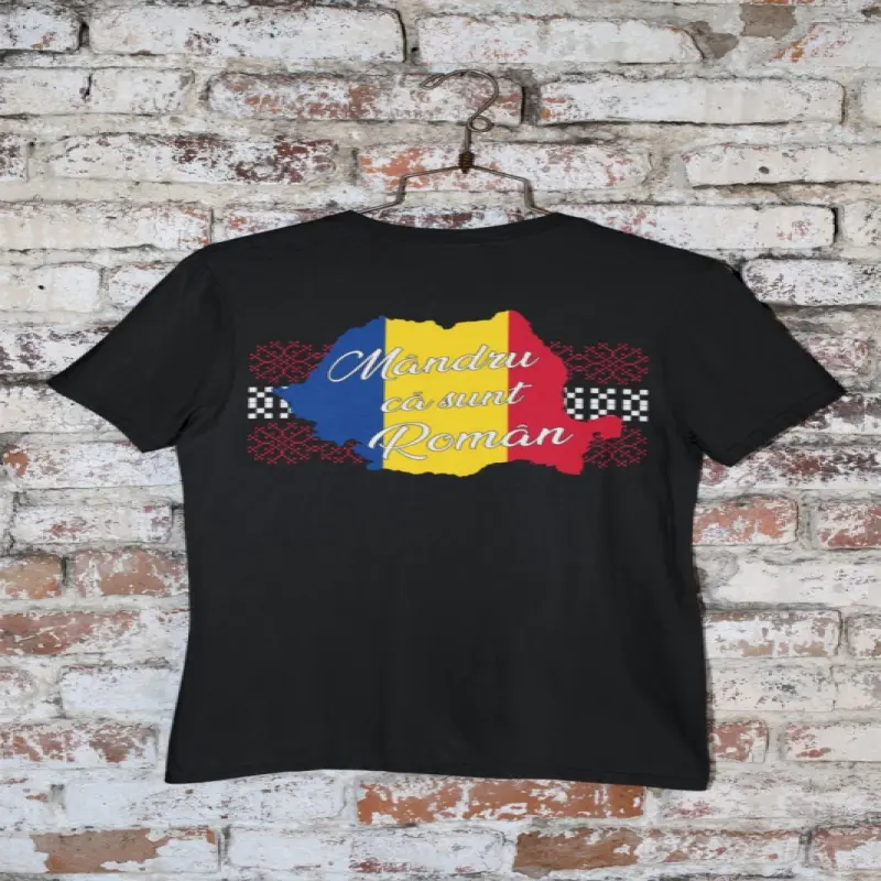 Mandru ca sunt roman, tricou cu mesaj, model 1v