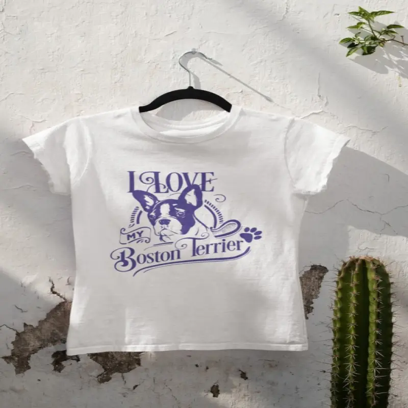 I love my boston terrier, tricou alb cu mesaj bv