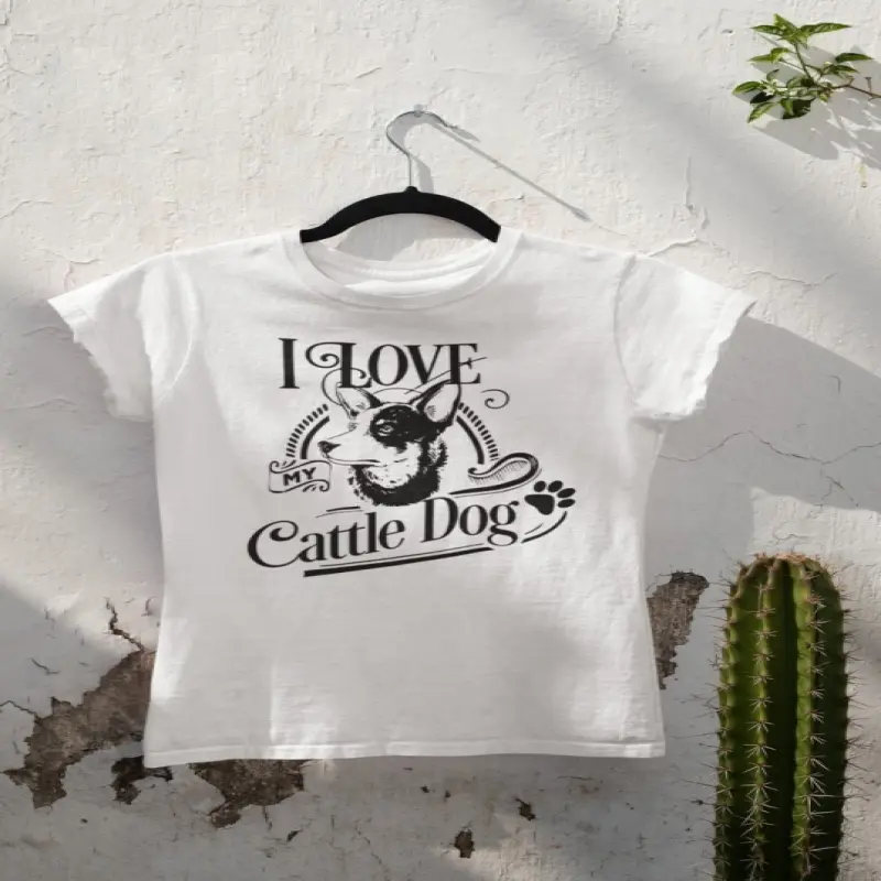 I love my cattle dog, tricou alb cu mesaj