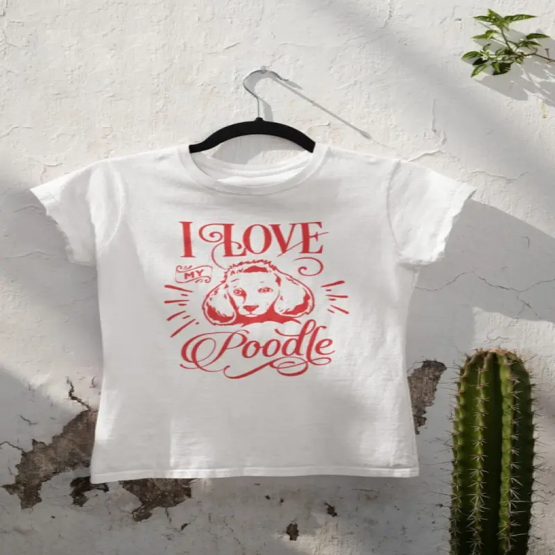 I love my poodle, tricou alb cu mesaj bv