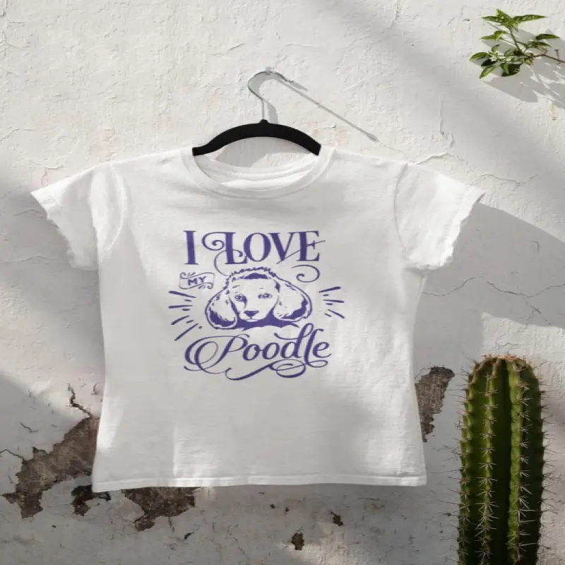 I love my poodle, tricou alb cu mesaj bv