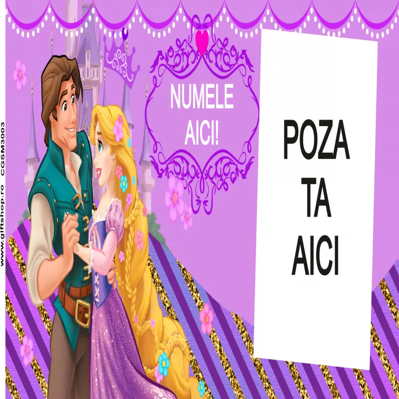 Rapunzel, model 4, cana din ceramica, 330ml, personalizata cu poza si textv