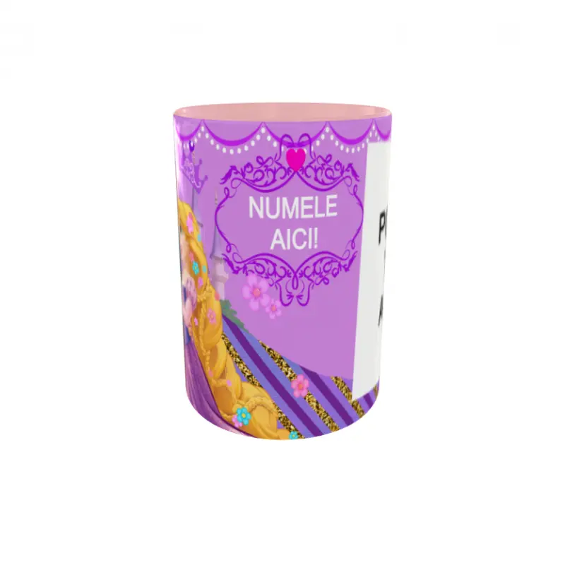 Rapunzel, model 4, cana din ceramica, 330ml, personalizata cu poza si textv