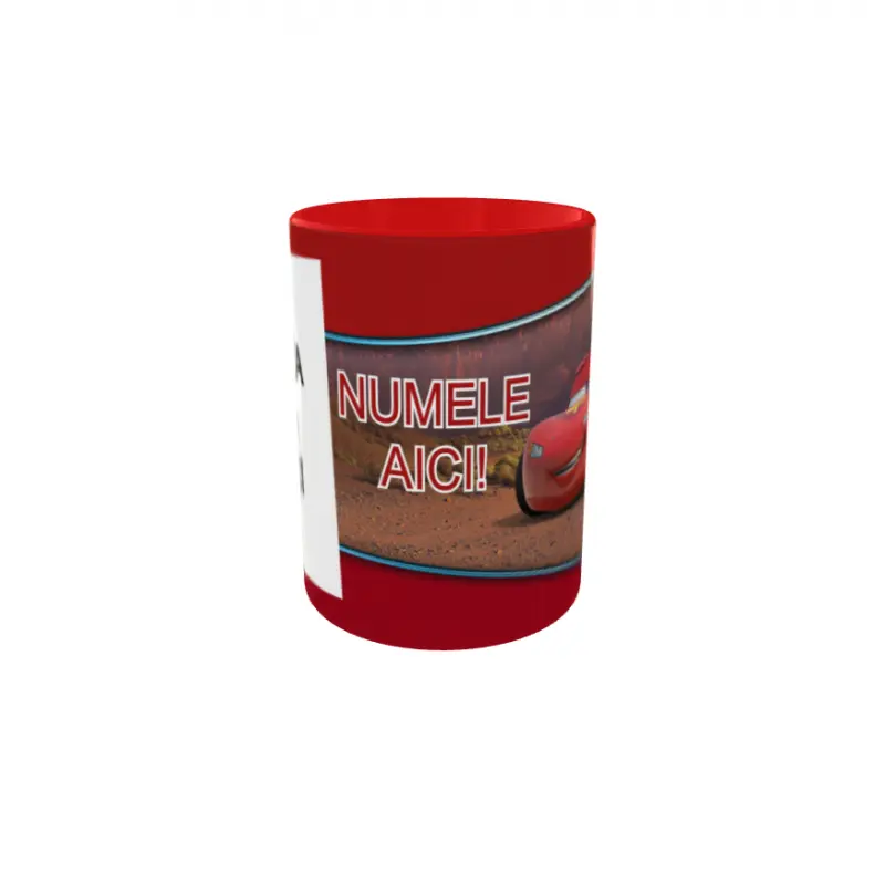 Fulger mc queen, model 1, cana din ceramica, 330ml, personalizata cu poza si textv