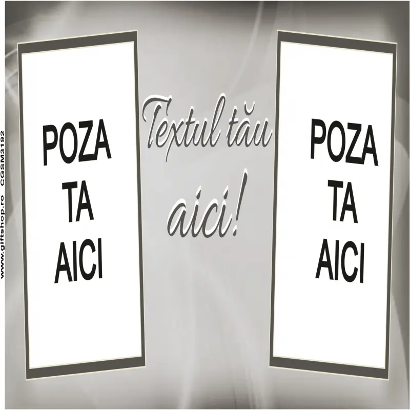 Cana, personalizata cu 2 poze si text, 330ml, model 3192