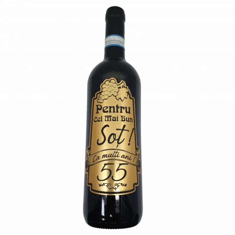 Pentru cel mai bun sot si anul dorit eticheta metalica aurie, vin rosu cabernet sauvignon, demisec, 750ml, 13.5% alcool