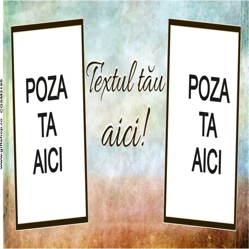 Cana, personalizata cu 2 poze si text, 330ml, model 3195