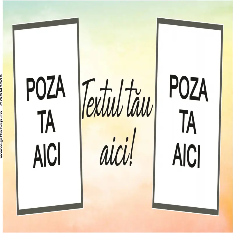 Cana, personalizata cu 2 poze si text, 330ml, model 3309v