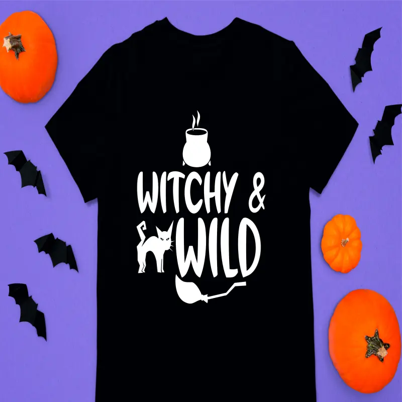 Witchy & wild, tricou cu mesaj.v