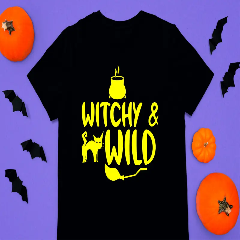 Witchy & wild, tricou cu mesaj.v