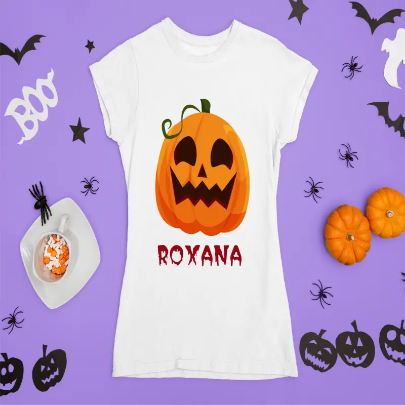 Pumpkin face cu nume , tricou cu mesaj cv