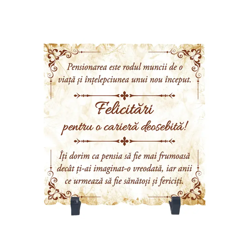 Felicitari pentru o cariera deosebita, placheta cu mesaj, model b