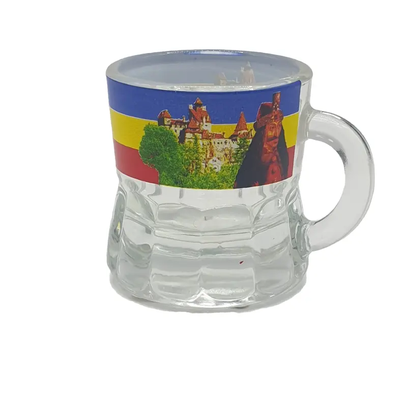 Pahar din sticla pentru snaps – design romania bran