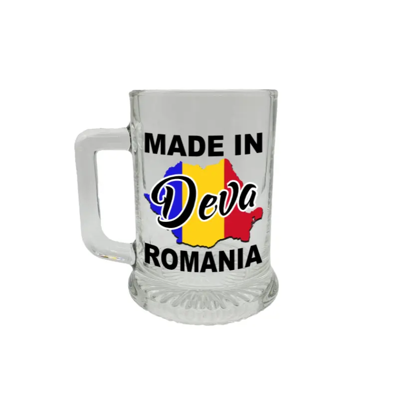 Made in deva romania, halba cu mesaj