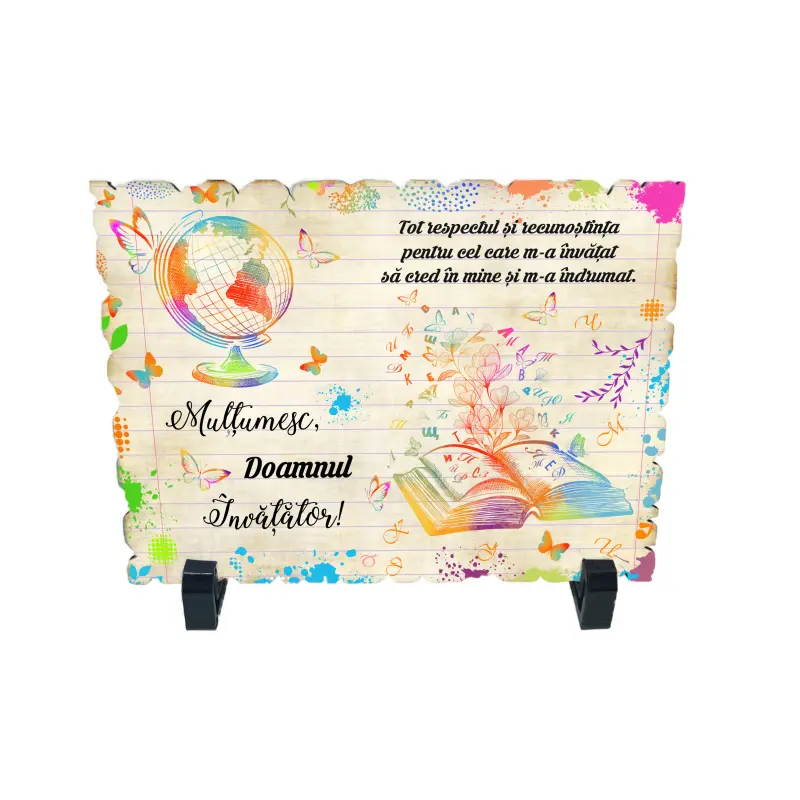 Multumesc domnul invatator, placheta cu mesajv