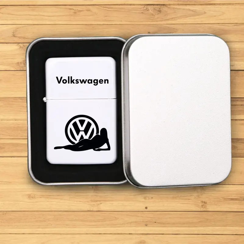 Volkswagen, bricheta metalica gravata laser cu mesaj, model 2v
