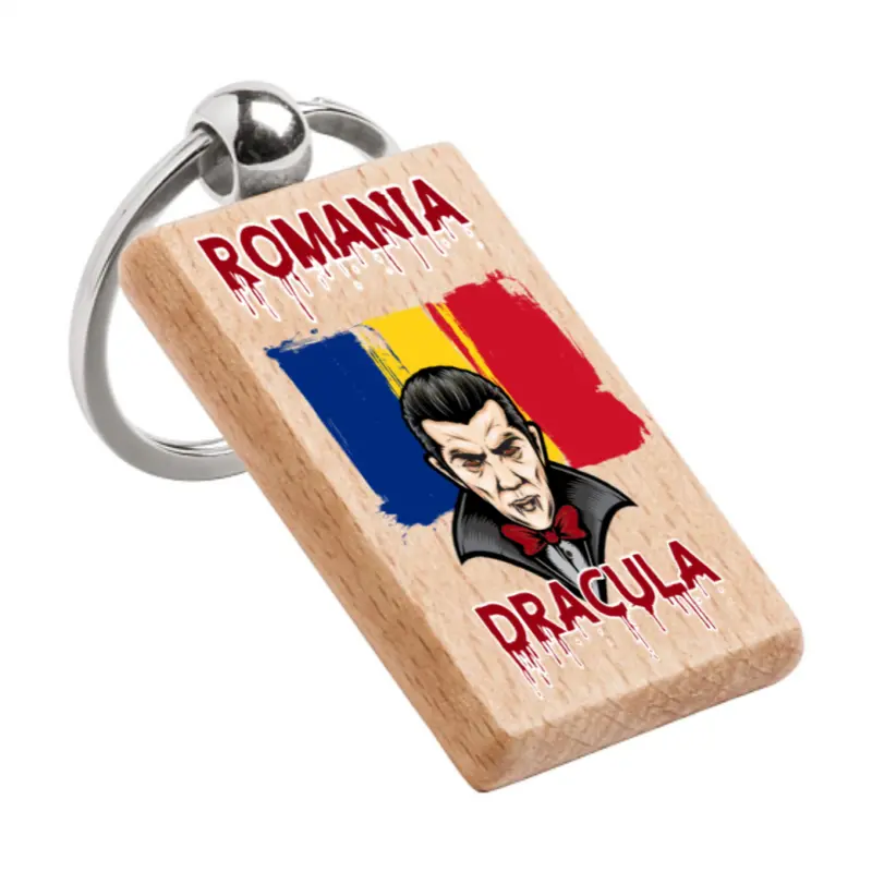 Dracula, romania, breloc din lemn, model 004v