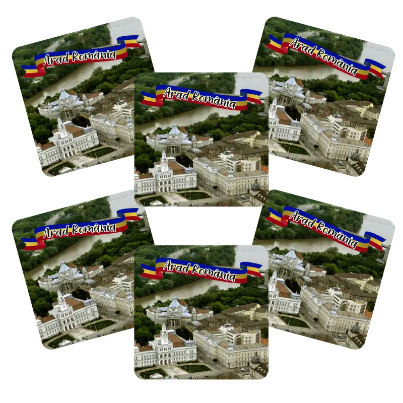 Arad romania, set 6 suporti coster din lemn, model bv
