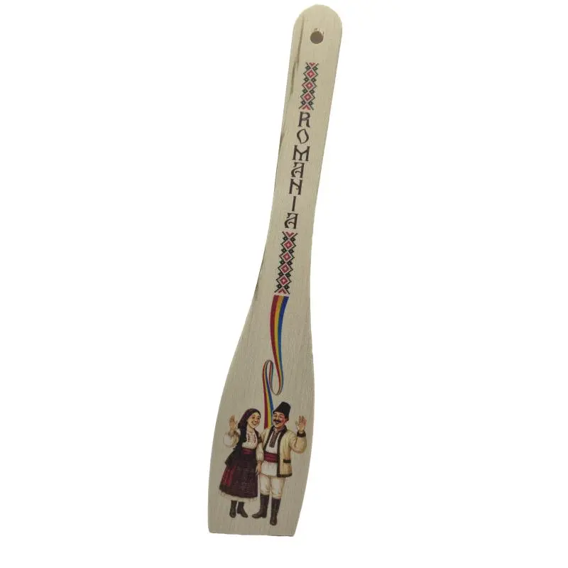 Spatula lemn, port popular romania, suvenir, 30 cm, model b