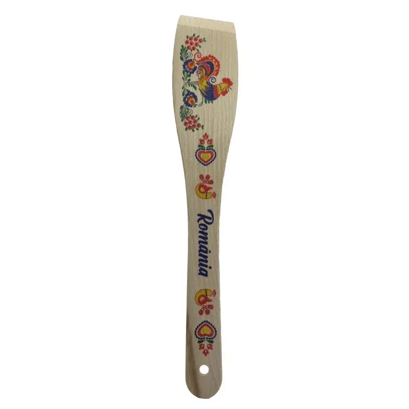 Spatula lemn, cocos tricolor romania, suvenir, 30 cm