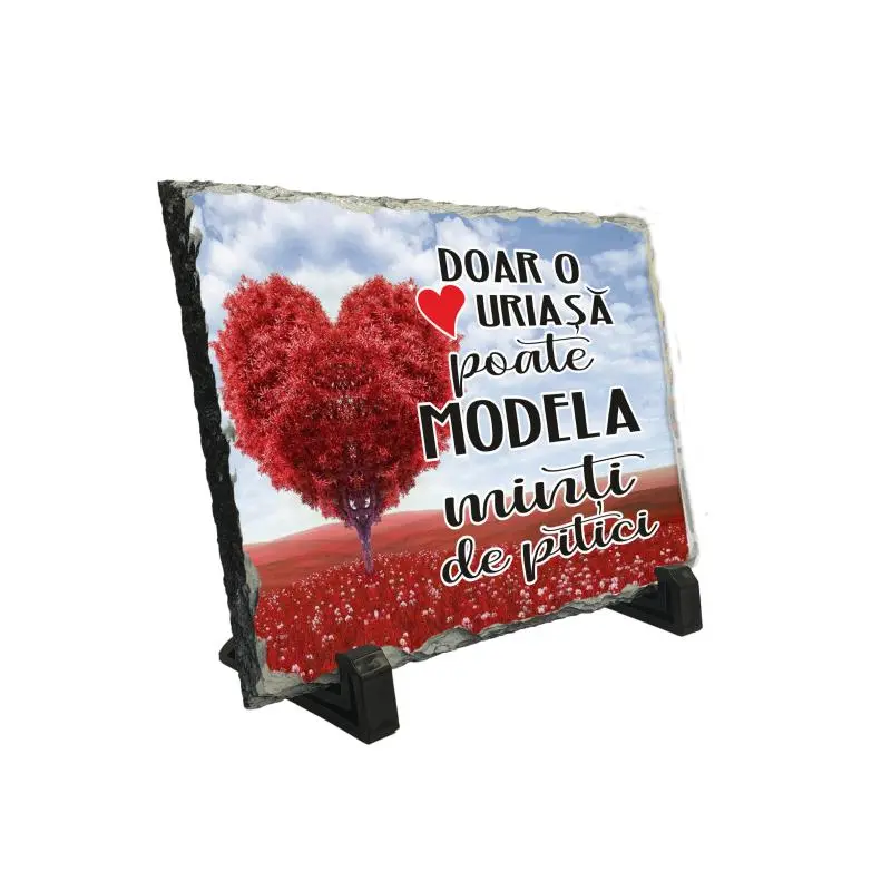 Doar o inima uriasa poate modela minti de pitici, piatra ardezie personalizata, cu mesaj model pa018v