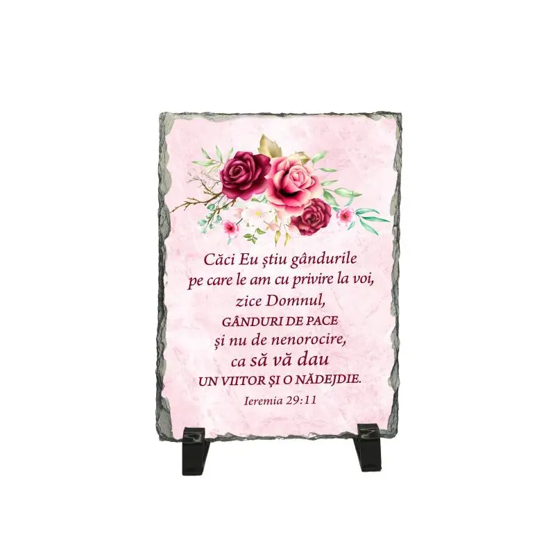 Caci eu stiu gandurile pe care le am..., piatra ardezie personalizata, cu mesaj model, pa090v