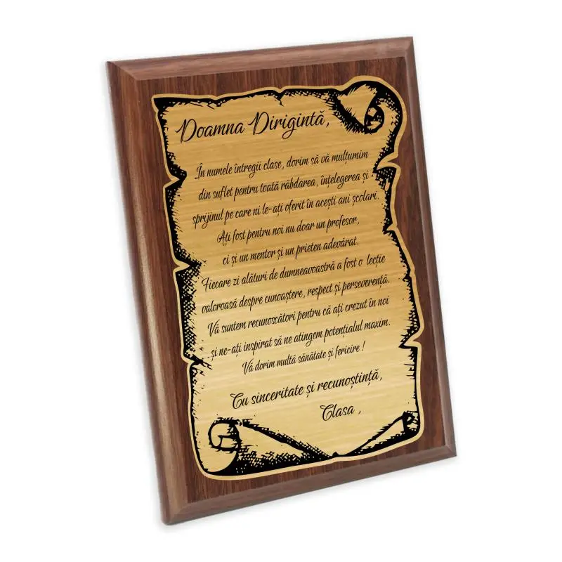 Doamna diriginta, placheta lemn personalizata prin gravura