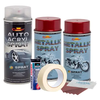Kit complet reparatie si vopsire jante culoare rosu burgundy metalizat, v2