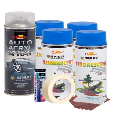 Kit complet reparatie si vopsire jante culoare albastru fluorescent, v4