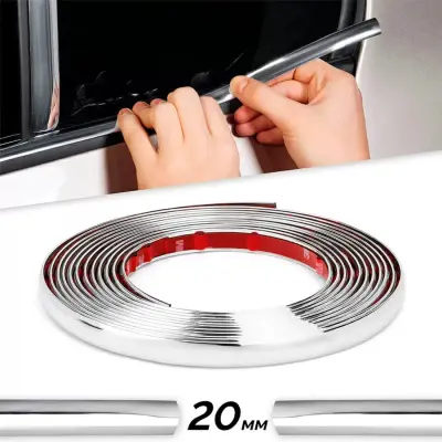 Rola ornament autoadeziv, 20mm x 15m, culoare crom silver