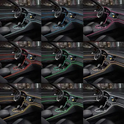 Fir neon auto "el wire" culoare mov, lungime 2m, alimentare 12v, droser inclus