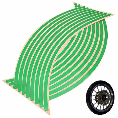 Set 16 ornamente reflectorizante pentru jante auto, moto, culoare verde
