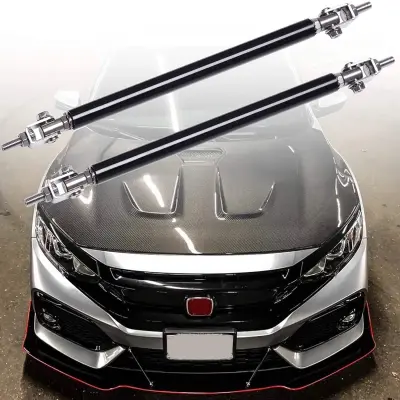 Set 2 tije din aluminiu reglabile pentru consolidare spoiler, lungime 10cm, imitatie carbon
