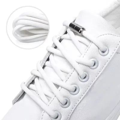 Sireturi elastice smart pentru incaltaminte cu clema metalica, culoare alba