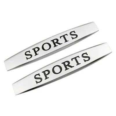 Set 2 x embleme auto metalice, autoadezive, model "sports", finisaj crom, dimensiune, 10 x 1,5 cm