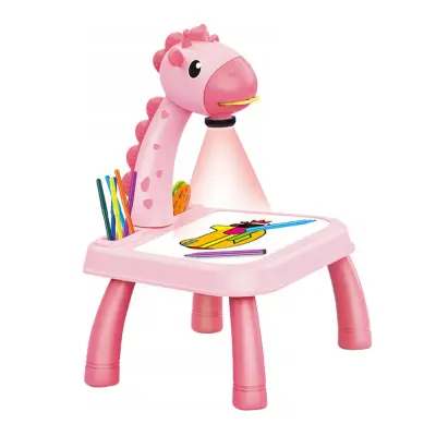 Masa muzicala de desen pentru copii cu proiector, model girafa, culoare roz, 24 imagini, avx-wt-222-2-pink-giraffe