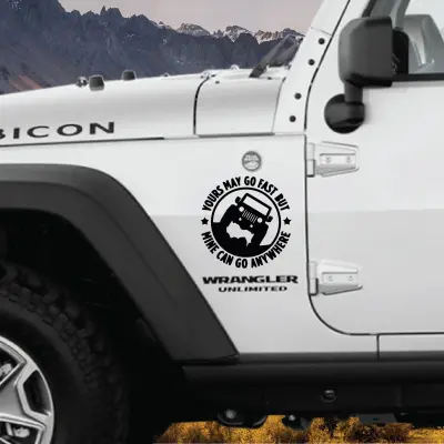 Sticker autoadeziv pentru vehicule off road, model "you can go fast", dimensiune 30 x 30 cm, culoare neagra