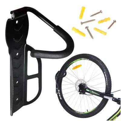 Suport pentru bicicleta cu prindere pe perete, rabatabil, metalic, culoare neagra